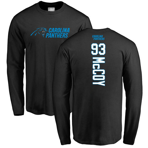 Carolina Panthers Men Black Gerald McCoy Backer NFL Football #93 Long Sleeve T Shirt